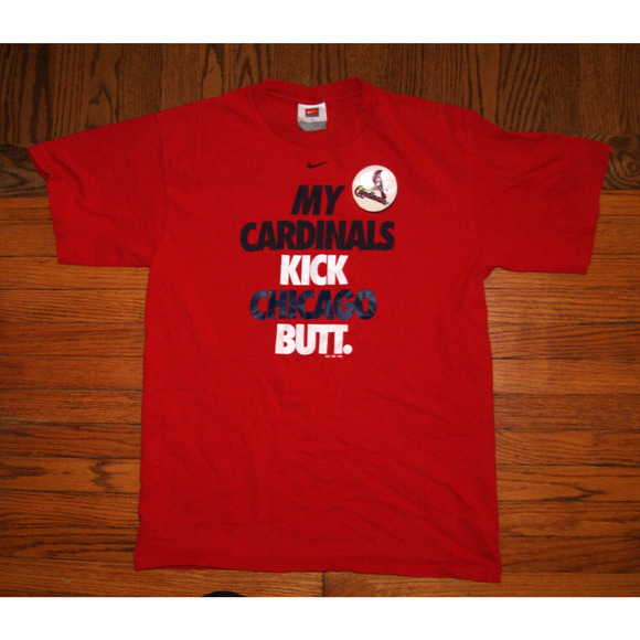 VTG Y2K St Louis Cardinals Kick Chicago Cubs Butt Nike Center Swoosh M TShirt - Picture 2 of 9